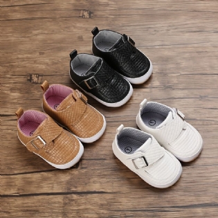 Baby Drenge Casual Åndbare Sneakers Med Plaid Mønster Pu Læder Blød Sål Walking Sko