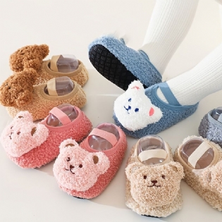1 Par Toddler Baby Floor Sokker Bear Mønster Fleece Varme Anti-slip Til Drenge Piger