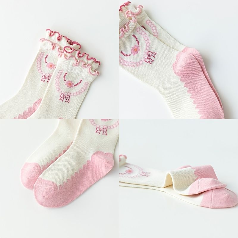 3 Par Børn Piger Blonder Strawberry Cotton Crew Sokker