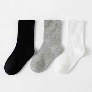 3 Par Børne Solid Socks Bomuld Crew Sokker Varm Vinter For Drenge Piger