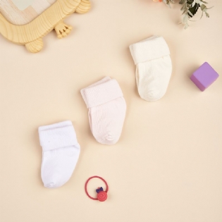3 Par Newborn Baby Turn Cuff Sokker Ensfarvede Toddler Til Drenge Piger