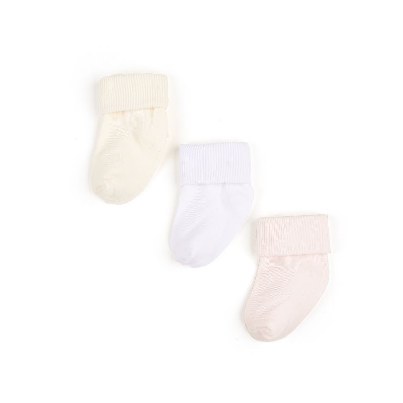 3 Par Newborn Baby Turn Cuff Sokker Ensfarvede Toddler Til Drenge Piger