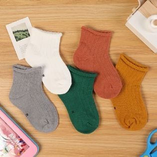 5 Par Baby Sokker Ensfarvede Crew Til Drenge Piger