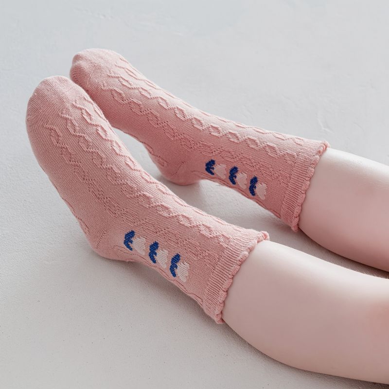 5 Par Babysokker Blomster Tegneserie Bunny Grafiske Bomuldsstrømper Til Piger