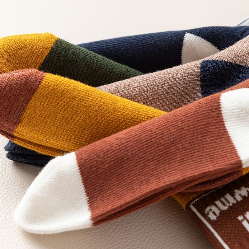 5 Par Crew Socks Brevtryk Varme Bomuldsstrømper Til Piger Drenge