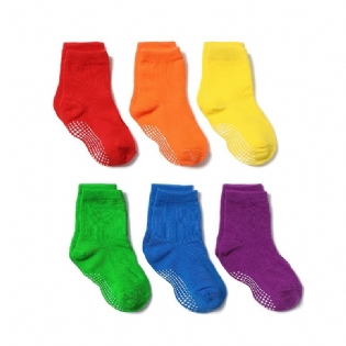 6 Par Spædbørns-sokker Skridsikre Ensfarvede Småbørnsokker Til Drenge Piger