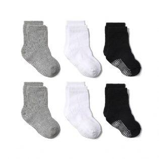 6 Par Spædbørns-sokker Skridsikre Ensfarvede Småbørnsokker Til Drenge Piger