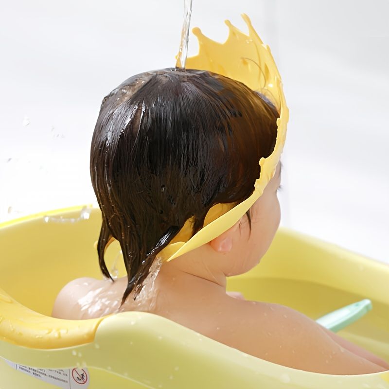 Baby Shower Kasket Vandtæt Shampoo Hatte Til Børn Småbørn Piger Drenge Beskyt Ører Øjne Sød Kroneform Gør Babybadet Sjovere (gul)
