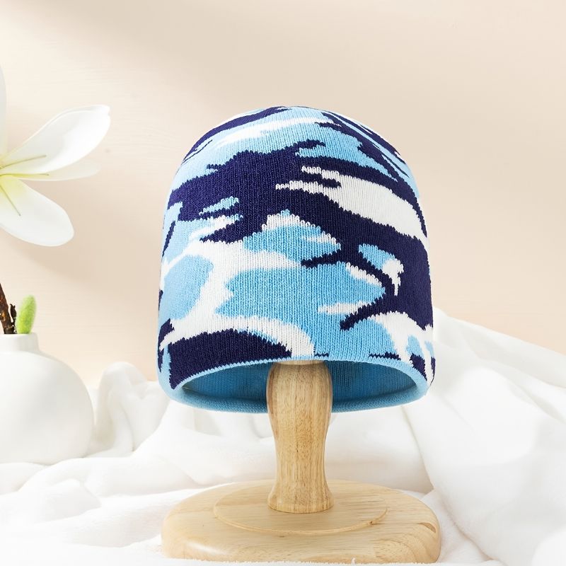 Børne Varm Hue Strikket Hue Camouflage Mønster Kasket Vinter Til Baby Drenge Piger