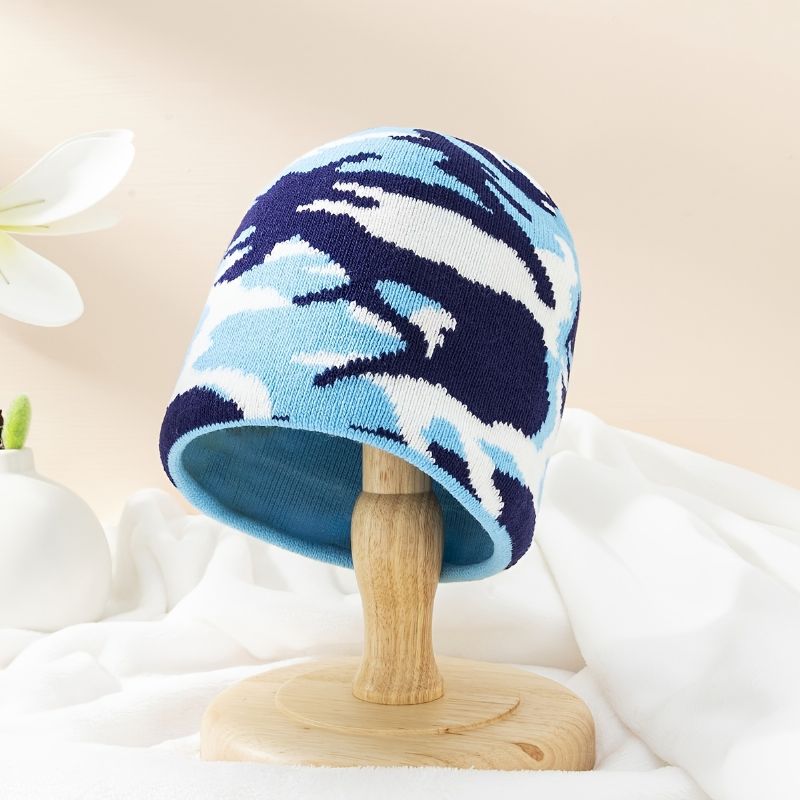 Børne Varm Hue Strikket Hue Camouflage Mønster Kasket Vinter Til Baby Drenge Piger