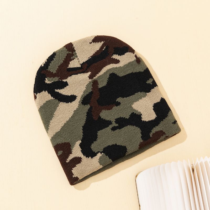 Børne Varm Hue Strikket Hue Camouflage Mønster Kasket Vinter Til Baby Drenge Piger