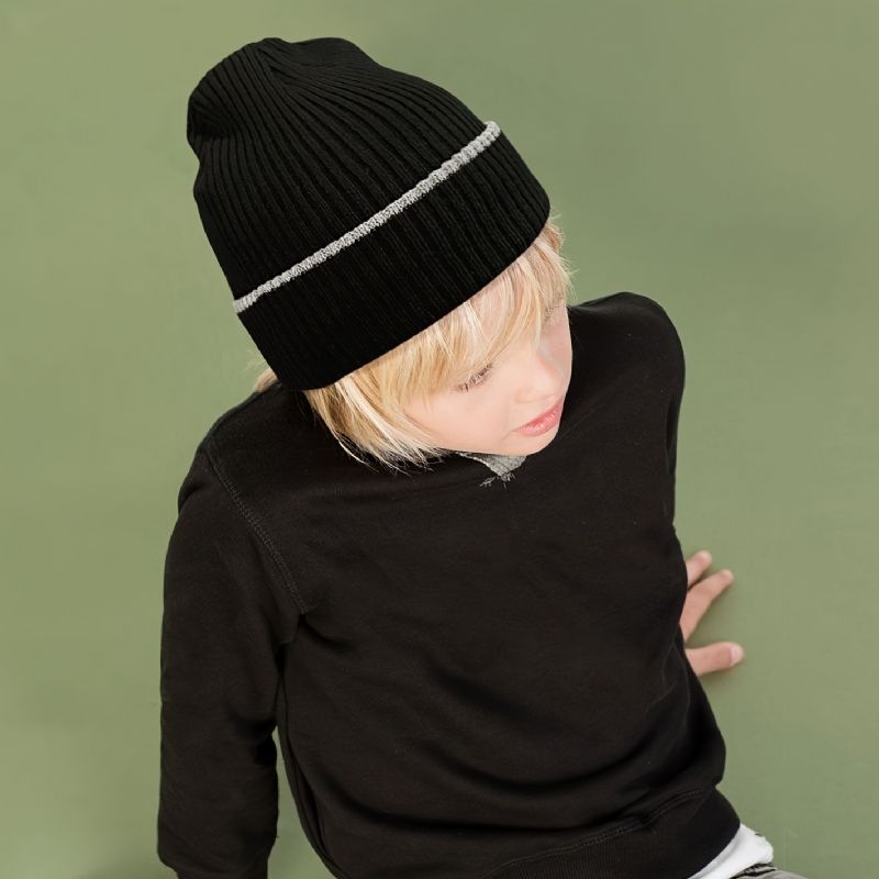 Børne Warm Beanie Kasket Strikket Hue Efterår Vinter Med Pom Pom