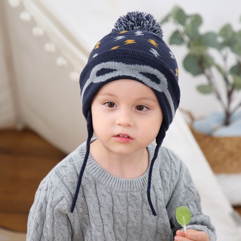 Efterår Vinter Nye Børn Baby Beanie Hatte Strikket Hue Med Pom Pom