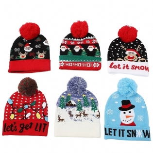 Julehue Strik Farverig Hatte Til Unisex Børn Vinter Sne Juleferie Fest Beanie Kasket Gaver Multicolor