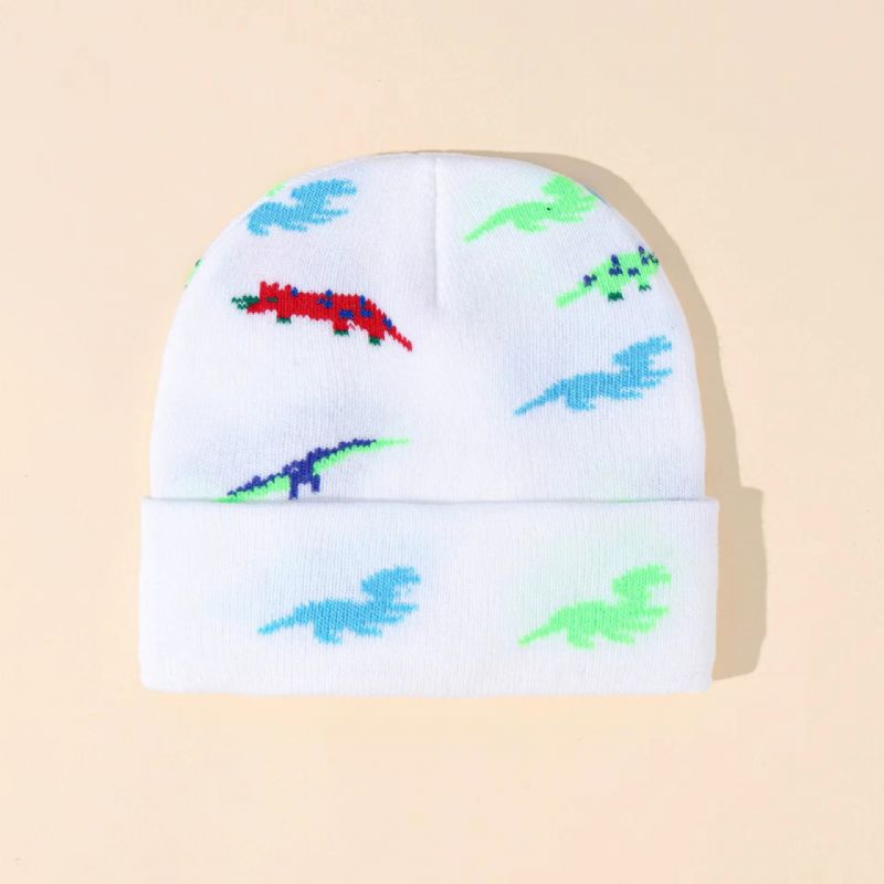 Ny Efterår & Vinter Tegnefilm Dinosaur Broderi Børn Strikket Hat