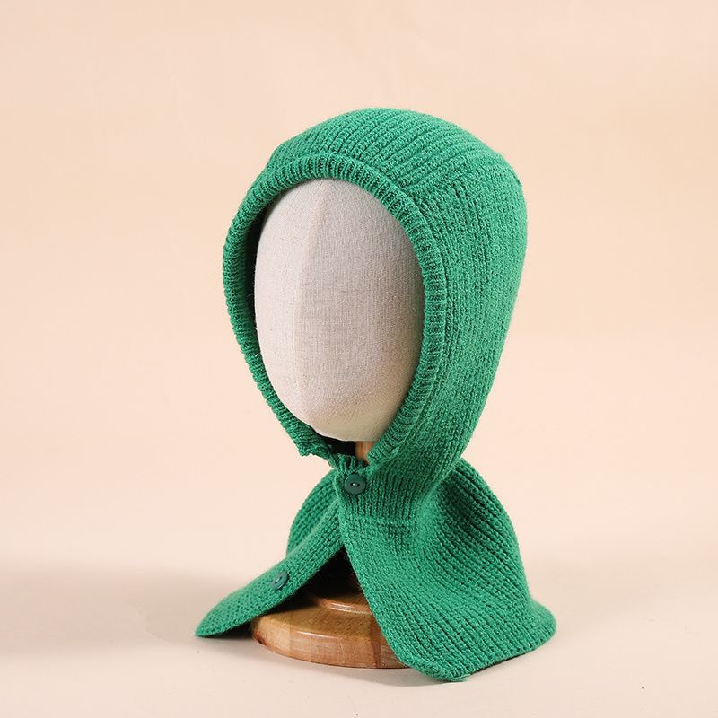 Småbørn Baby Ensfarvet Strikhue Pullover Sjalhue Ørebeskyttelse Varm Sweaterhue Til Drenge Piger Vinter