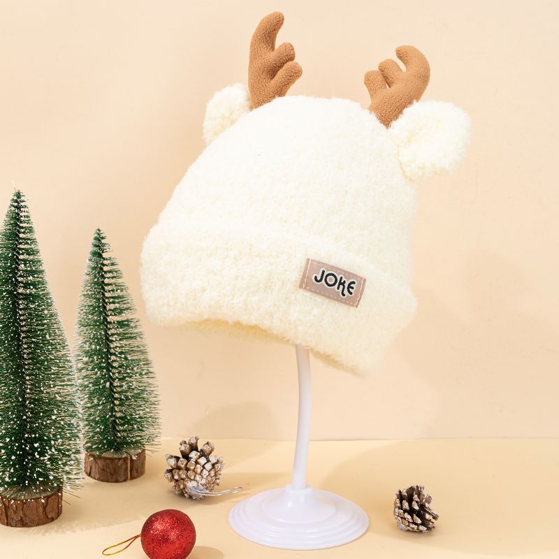 Toddler Baby Deer Ear Beanie Knit Hatte Tykket Varm Kasket Vinter Til Piger Drenge