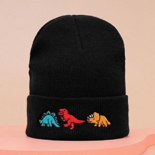 Toddler Baby Dinosaur Broderi Beanie Strikket Hatte Varm Vinter For Drenge Piger