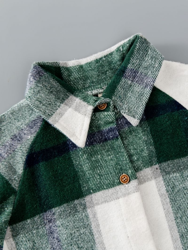 Baby Børn Drenge Plaid Flannel Button-up Skjorte Til Vinter Tøj