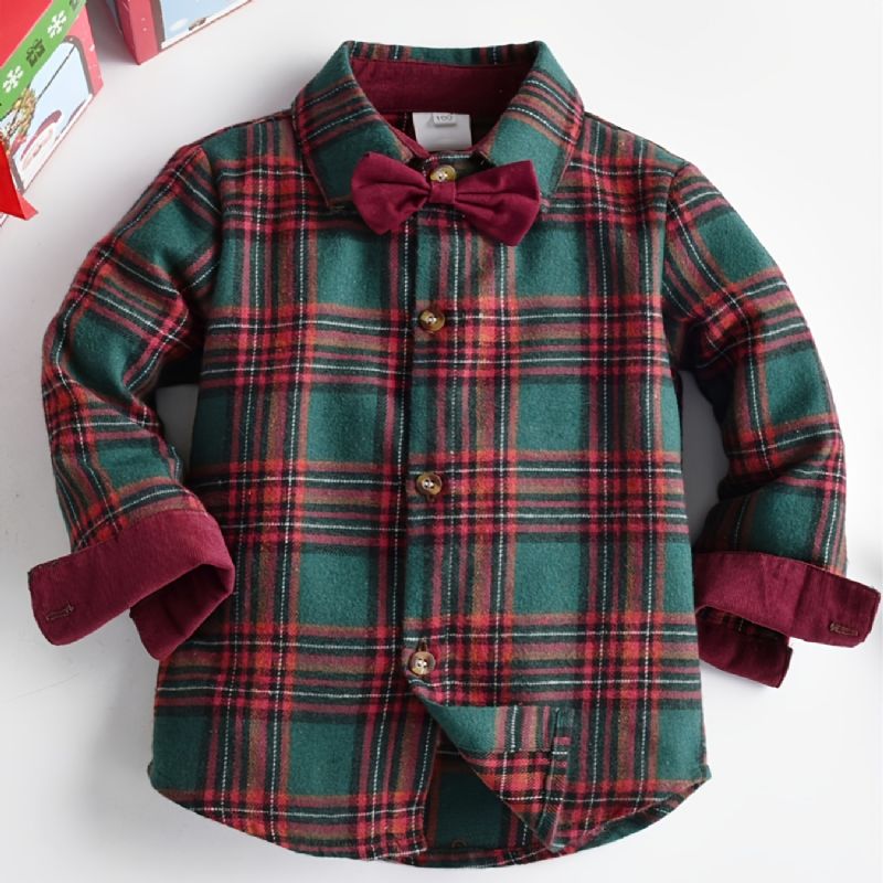 Baby Drenge Christmas Outfit Gentleman Langærmet Butterfly Skjorte