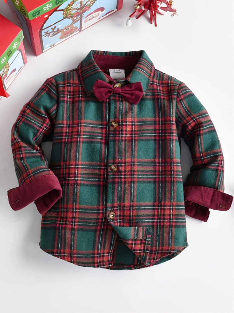 Baby Drenge Christmas Outfit Gentleman Langærmet Butterfly Skjorte