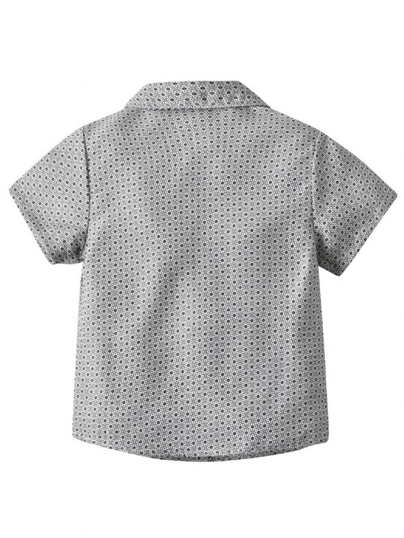 Baby Drenge Kortærmet Button-up Skjorte Med Blomsterprint