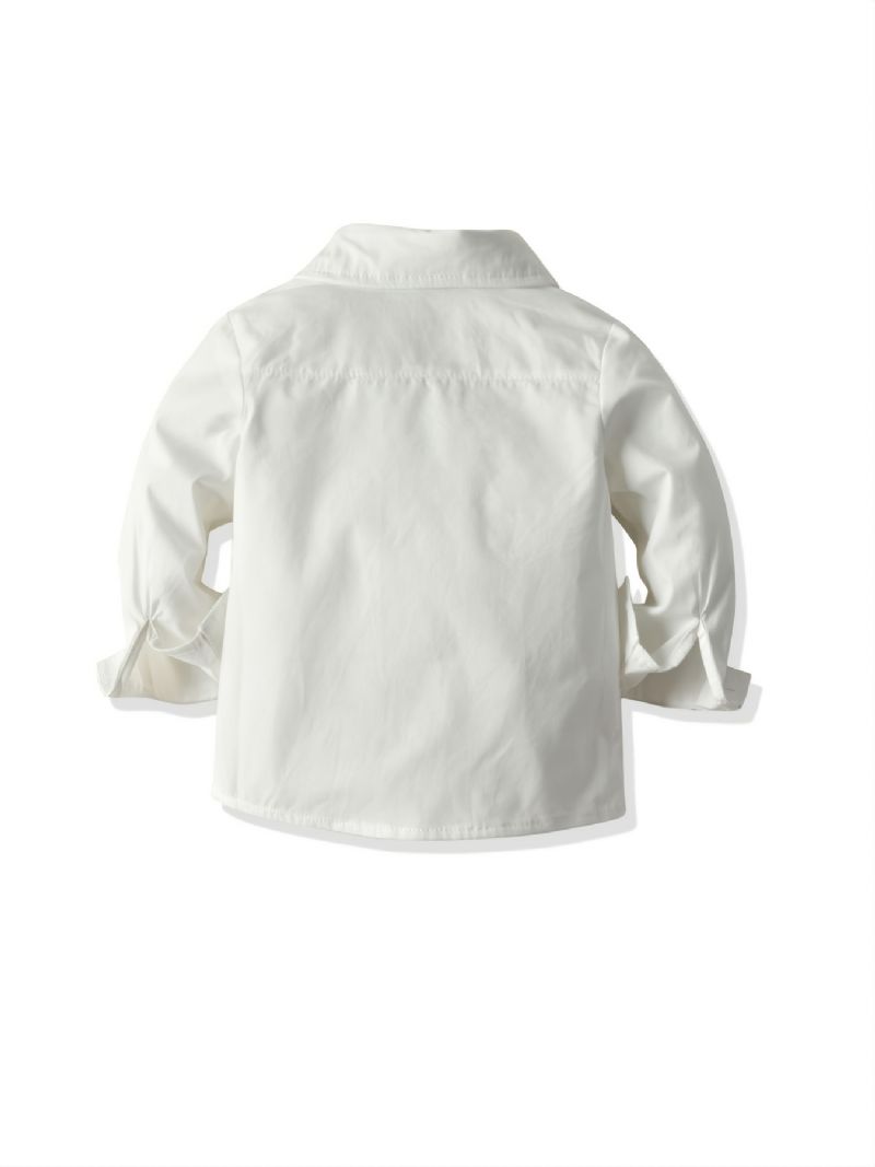 Baby Drenge Langærmede Button-up Skjorter Med Sløjfehalsudskæring