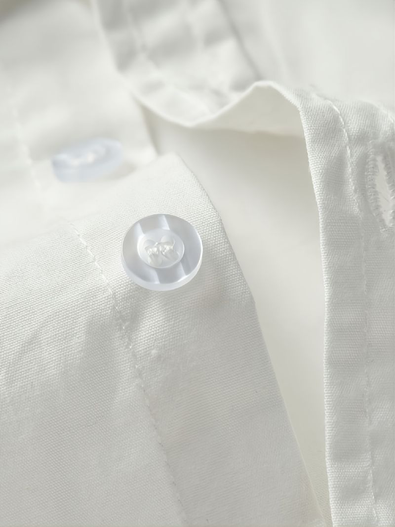 Baby Drenge Langærmede Button-up Skjorter Med Sløjfehalsudskæring