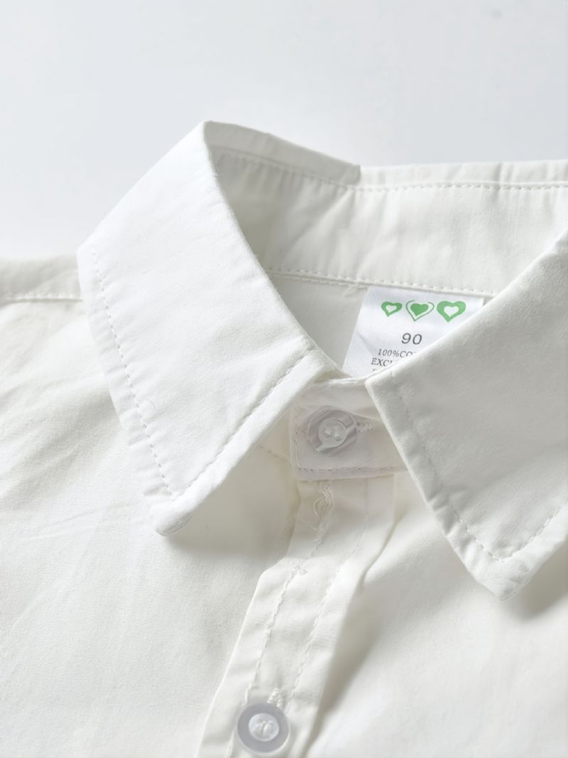 Baby Drenge Langærmede Button-up Skjorter Med Sløjfehalsudskæring