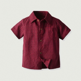 Baby Drenge Plaid Button Down Kortærmede Reversskjorter