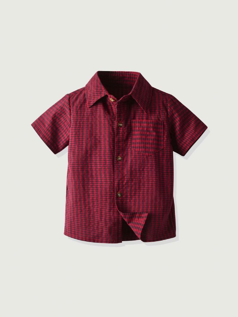 Baby Drenge Plaid Button Down Kortærmede Reversskjorter