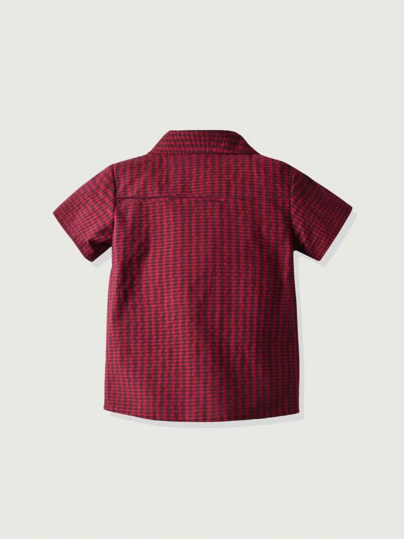 Baby Drenge Plaid Button Down Kortærmede Reversskjorter