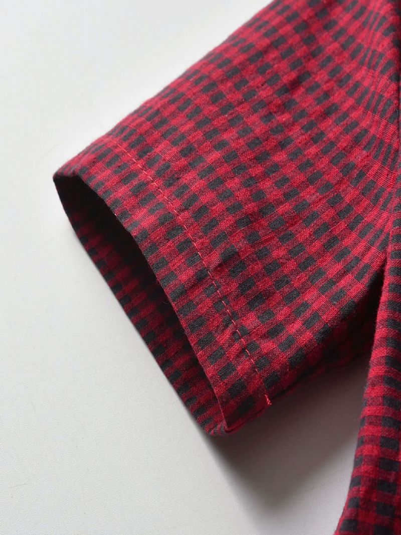 Baby Drenge Plaid Button Down Kortærmede Reversskjorter