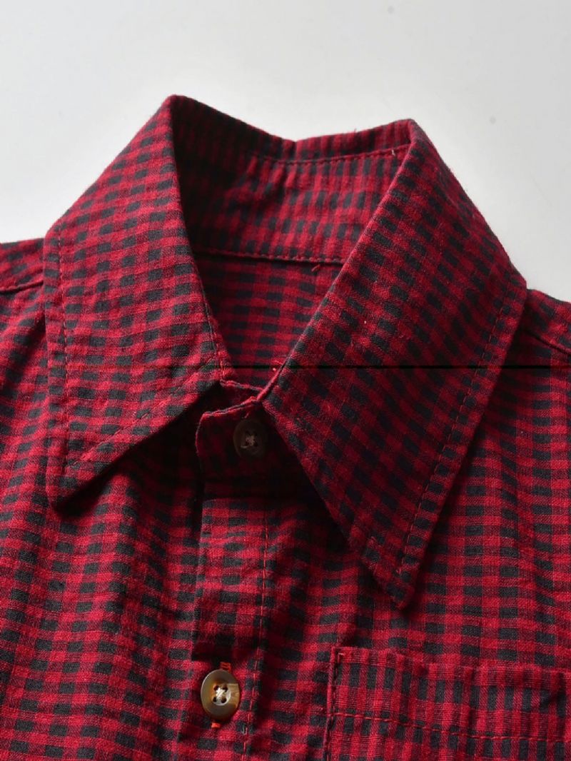 Baby Drenge Plaid Button Down Kortærmede Reversskjorter