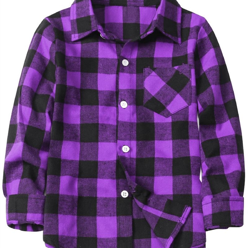 Baby Drenge Plaid Skjorter Button Down Langærmede Bluse Toppe Børnetøj