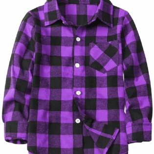 Baby Drenge Plaid Skjorter Button Down Langærmede Bluse Toppe Børnetøj