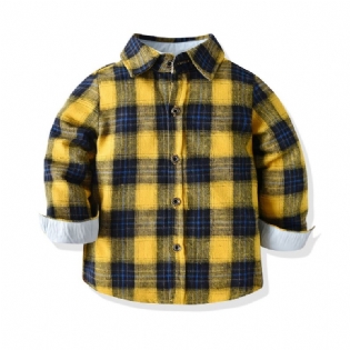 Baby Drenge Plaid Skjorter Button Down Langærmede Bluse Toppe Børnetøj