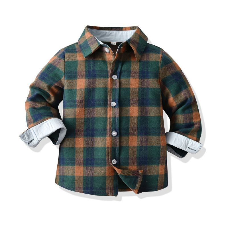 Baby Drenge Plaid Skjorter Button Down Langærmet Børnetøj