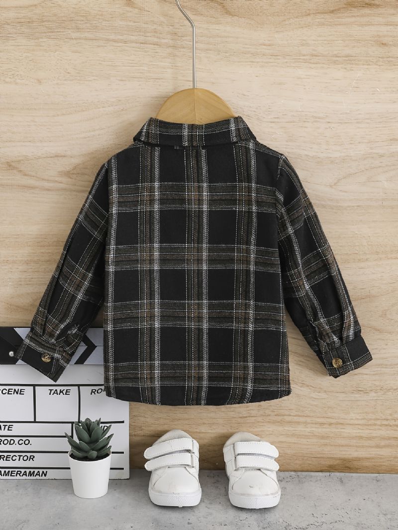 Baby Plaid Skjorter Button Down Langærmede Bluse Toppe Til Drenge Piger Børnetøj