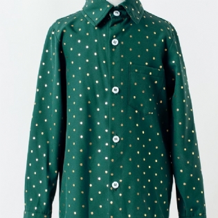 Baby Polka Dot Skjorter Button Down Langærmede Grøn Bluse Toppe Til Drenge Piger Børn Tøj