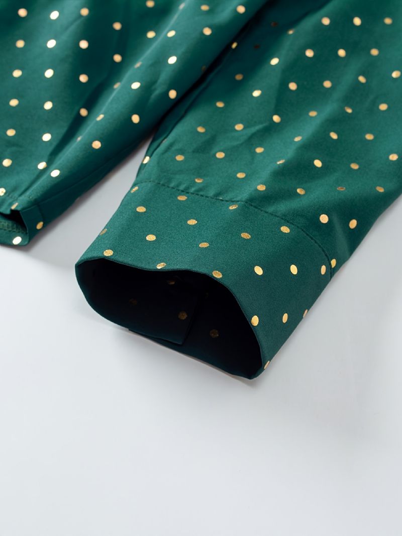 Baby Polka Dot Skjorter Button Down Langærmede Grøn Bluse Toppe Til Drenge Piger Børn Tøj