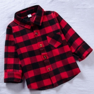 Baby Småbørn Piger Drenge Plaid Flannel Langærmede Skjorter Børnetøj