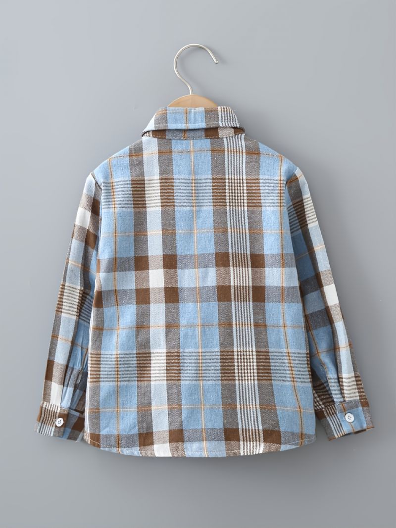 Børn Drenge Plaid Skjorte Button Down Revers Lange Ærmer Forår Efterår