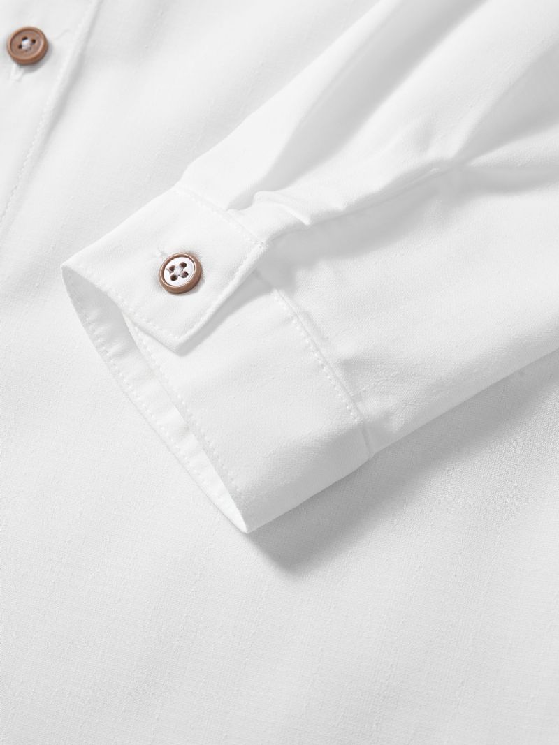 Drenge Afslappet Enkel Solid Skjorte Med Lommer Med Langærmet Cardigankrave Button Down Toppe Til Vinter