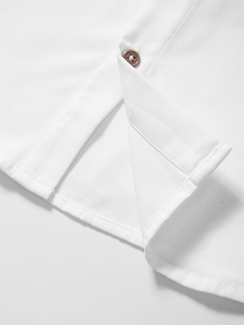 Drenge Afslappet Enkel Solid Skjorte Med Lommer Med Langærmet Cardigankrave Button Down Toppe Til Vinter