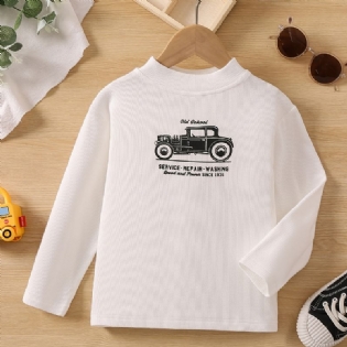 Drenge Casual Car Print Langærmet Hvid Skjorte Toptøj