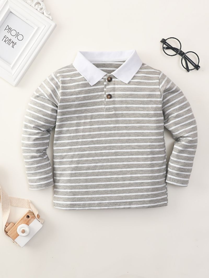 Drenge Casual Sød Stribet Bomuld Polo Neck Shirt Børnetøj Til Vinter