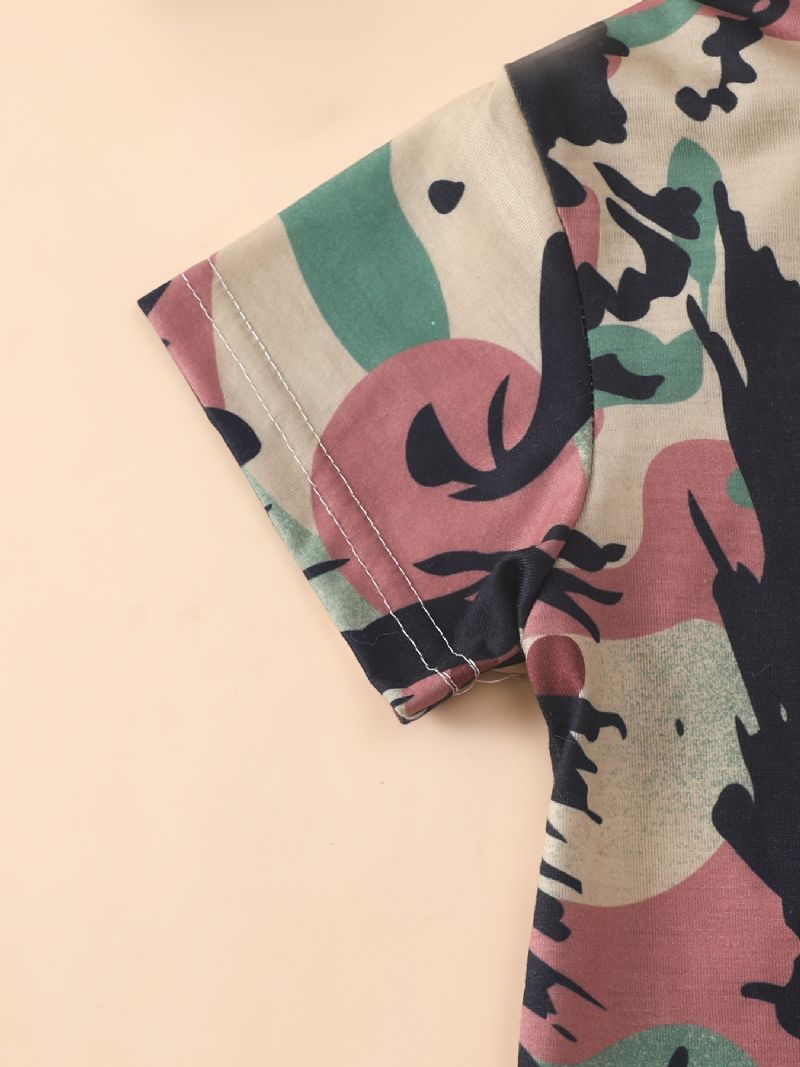 Drenge Casual Tiger Print Kortærmet Rundhals Shirt Top Tøj