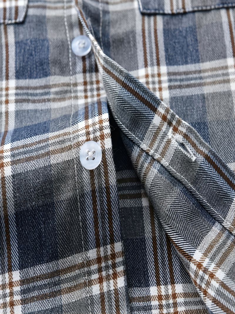 Drenge Casual Vintage Langærmede Plaid Skjorter Med Lomme Cardigan Krave Toppe Til Vinter