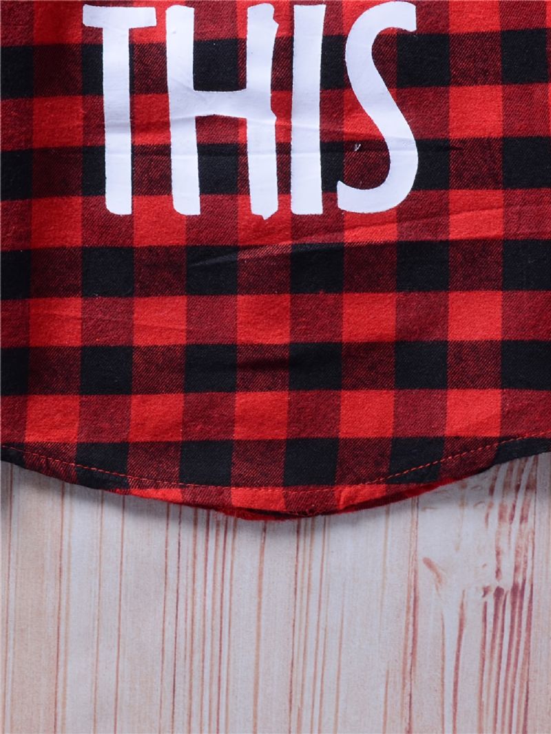 Drenge Casual Vintage Plaid Skjorter Langærmede Reversoverdele Til Vinter Rød
